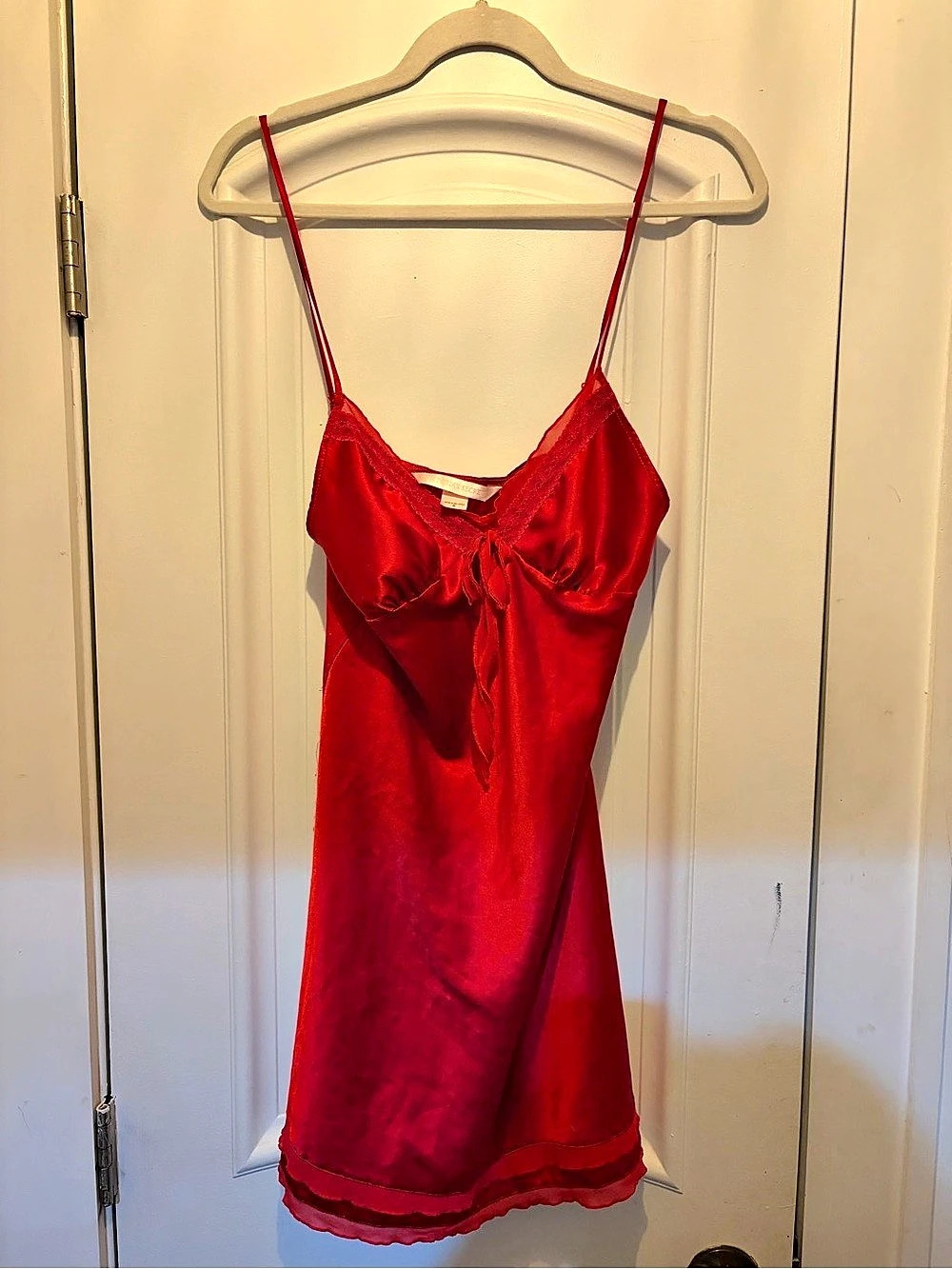 Victoria's Secret Red Lace-Trim Chemise satin slip dress, Size S
